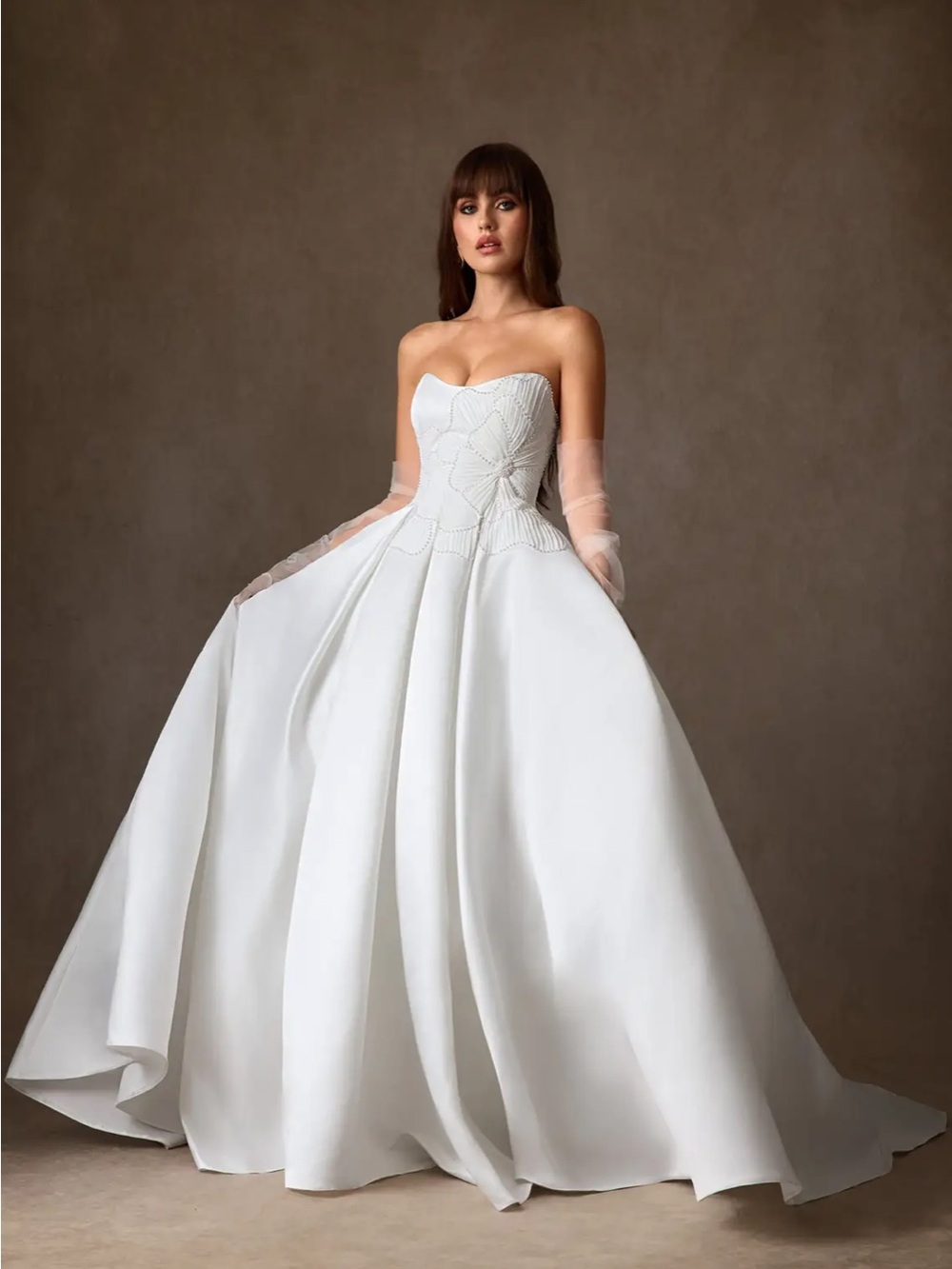 Azazie Harper White Strapless Sweetheart Ball Gown
